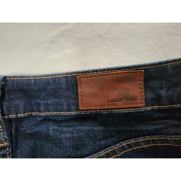 Lands' End Women Dark Denim Mid Rise Straight Jeans Sz 8 - Picture 13 of 14